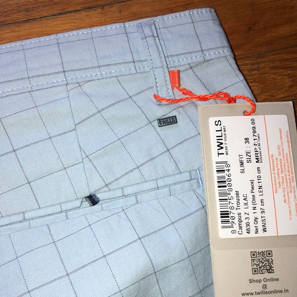 Twills Pure Campus Fit Golf Chinos in Sky Blue Plaid, size 38x32 - Picture 8 of 14